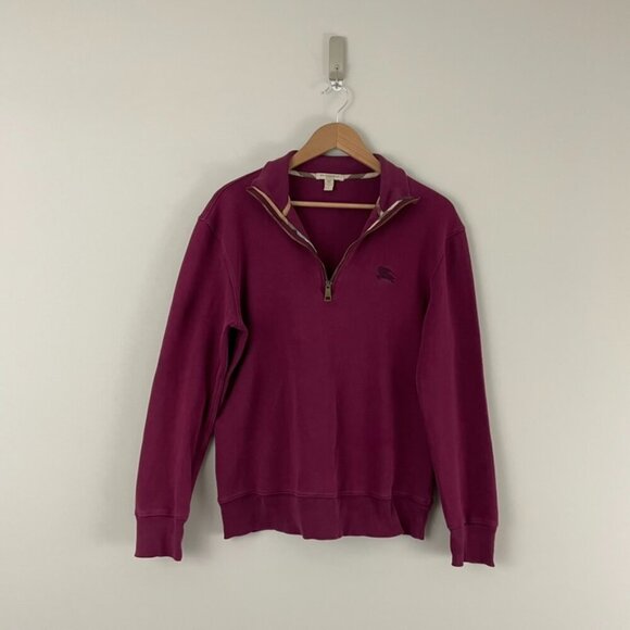 Burberry Brit Maroon Red Cotton 1/4 Zip Pullover Sweater Men's Size Small - Picture 1 of 6